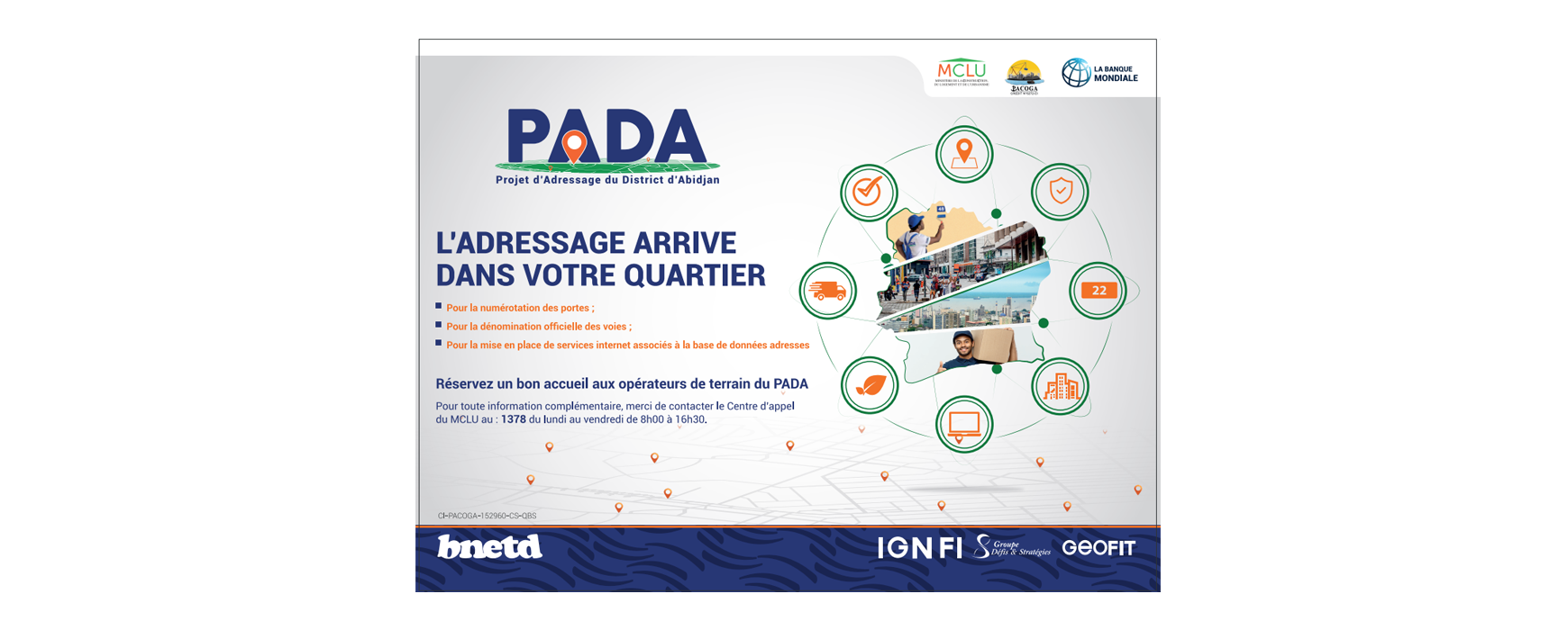 Ivory Coast/Abidjan District Address System project (PADA): surveying and door numbering under way in zone 1 of the project