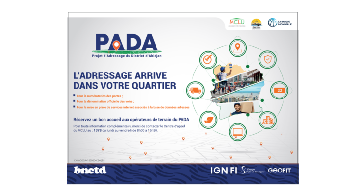 Ivory Coast/Abidjan District Address System project (PADA): surveying and door numbering under way in zone 1 of the project