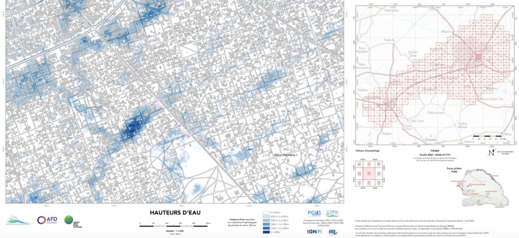 IGN FI / actu Sénégal projet PGIIS : extrait carte hauteurs d'eau